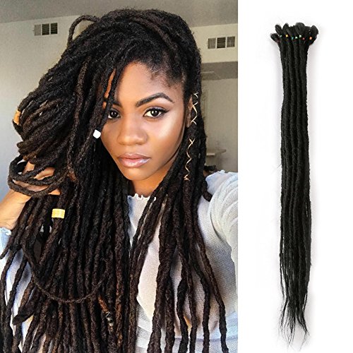 24 inch 100% Handmade Dreadlocks Extensions Fashion Reggae Hair Hip-Hop Style Soft faux locs Crochet Braiding Hair For Women/Men (24Inch 10Pcs, Natural Black)