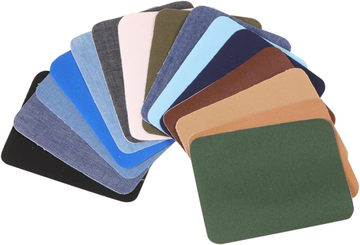 STOBOK 60pcs Denim Patches Kit Back Adhesive Fabric Applique for Sweaters Coats and Jeans Mixed Colors for Clothing Repair and Decoration