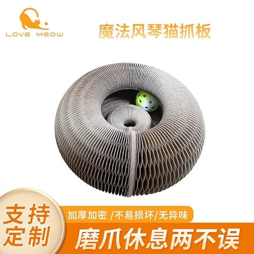 Mingzhe Tabuleiro de arranhar para gato dobrável com sino de brinquedo Tabuleiro de arranhar para ga