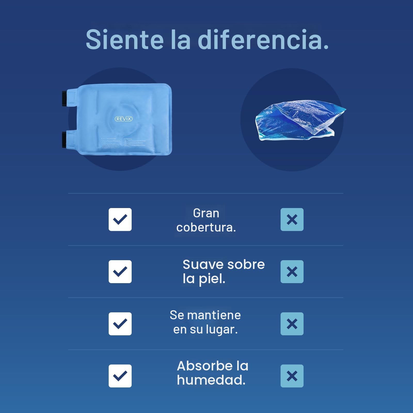 REVIX Rodillera de Gel Frío para Rodilla – Bolsa de Hielo Reutilizable con Correas Ajustables y Funda de Felpa, Gel Extra Frío para Rodilla, Pierna o Codo, Ideal para Uso Diario y Descanso