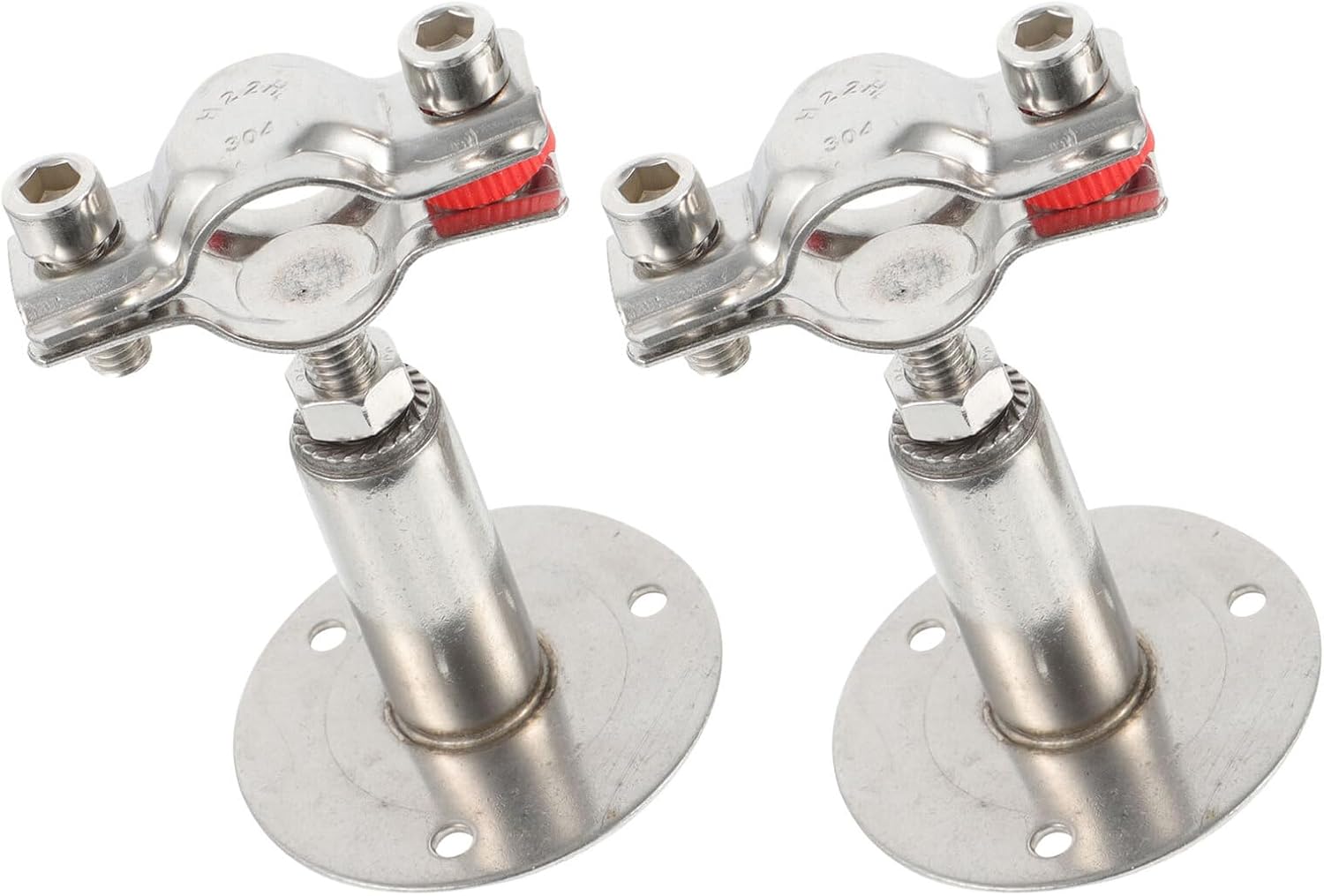 TEHAUX 2pcs Adjustable Stainless Steel Hose Clamps Pipe Hanger Brackets Wall Mount Tube Support Holders for 54-57mm Diameter Pipes with Height Range 50-95mm Plumbing Accessories