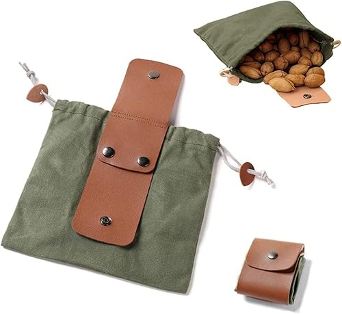Miniatura 2 de Bushcraft - Bolsa de cuero para cinturón para hombre, bolsa de forraje con lona encerada para viajes, camping, senderismo y equipo de mochilero