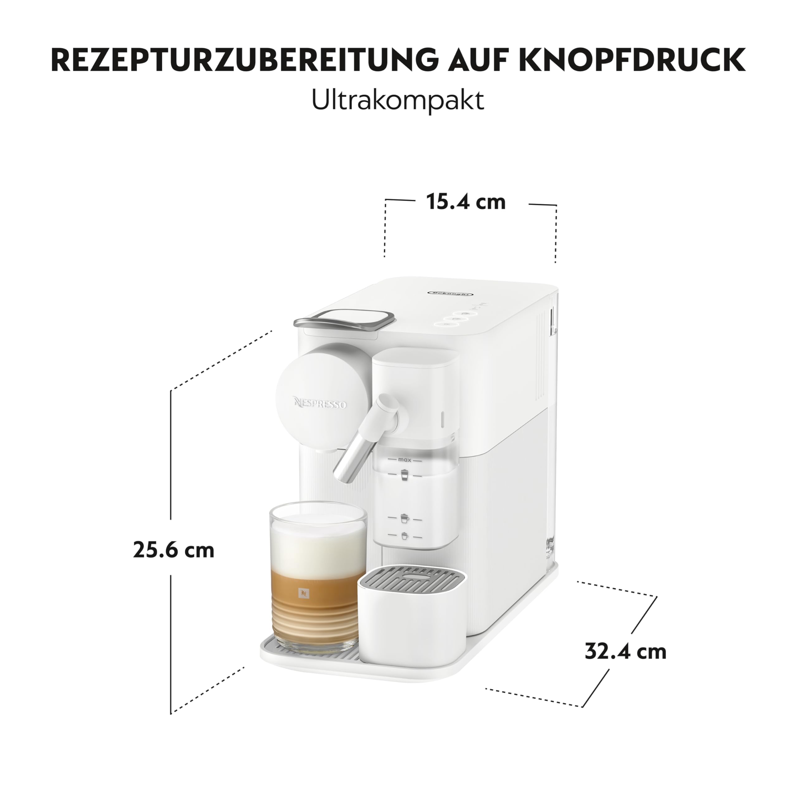 De'Longhi Nespresso Lattissima One Kaffeemaschine, Porcelain White, EN510.W