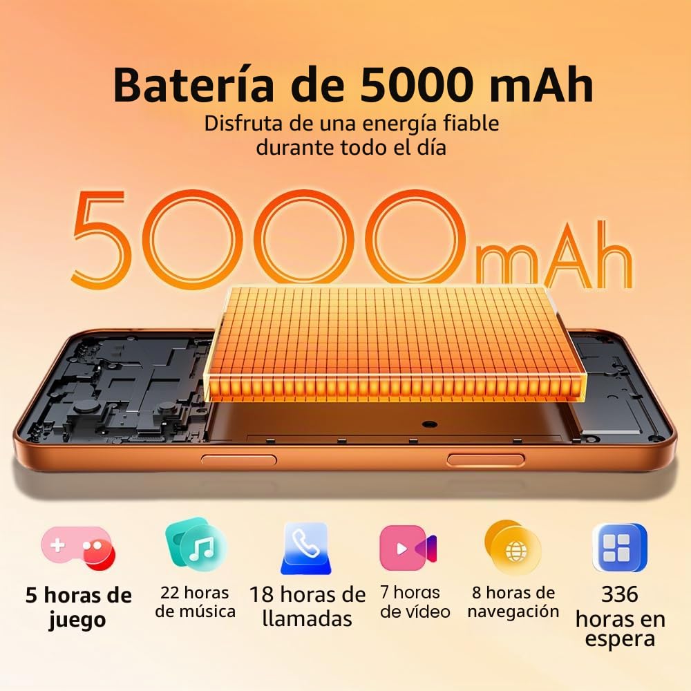 Blackview Wave 7C Android 16 Smartphone Libre con IA, 16GB+64GB/TF 1TB Teléfonos Móviles Libres, 6.56" HD+ Teléfono Móvil, 32MP+13MP, 5000mAh, 4G Dual SIM/WiFi 5/Face ID/GPS/OTG/FM/Funda, Negro