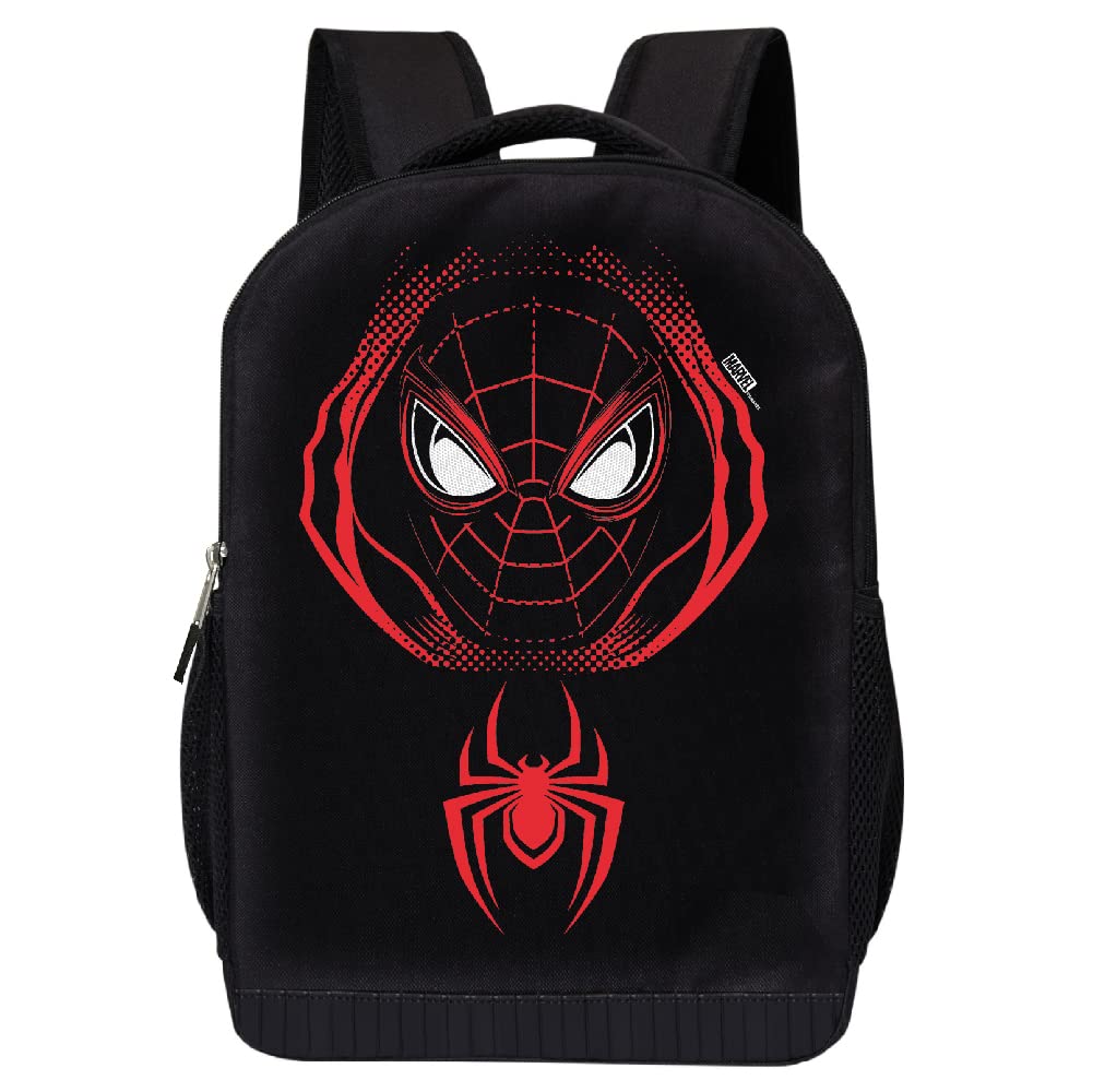 Marvel Comics Spiderman Backpack - Into The Spider-Verse Black Knapsack 16 inch Mesh Padded Bag (Miles Gameverse)