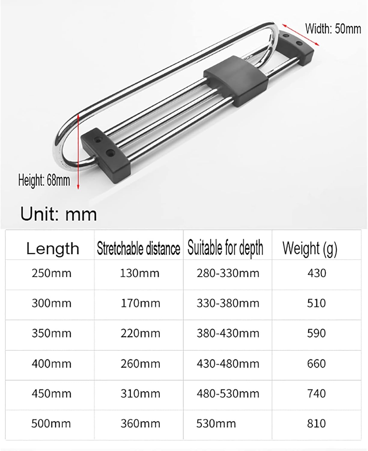 Heavy Duty 14-Inch Retractable Closet Pull Out Rod Organizer, 500mm Wardrobe Hanger Rail with Mounting Screws - Space-Saving Solution for Easy Access