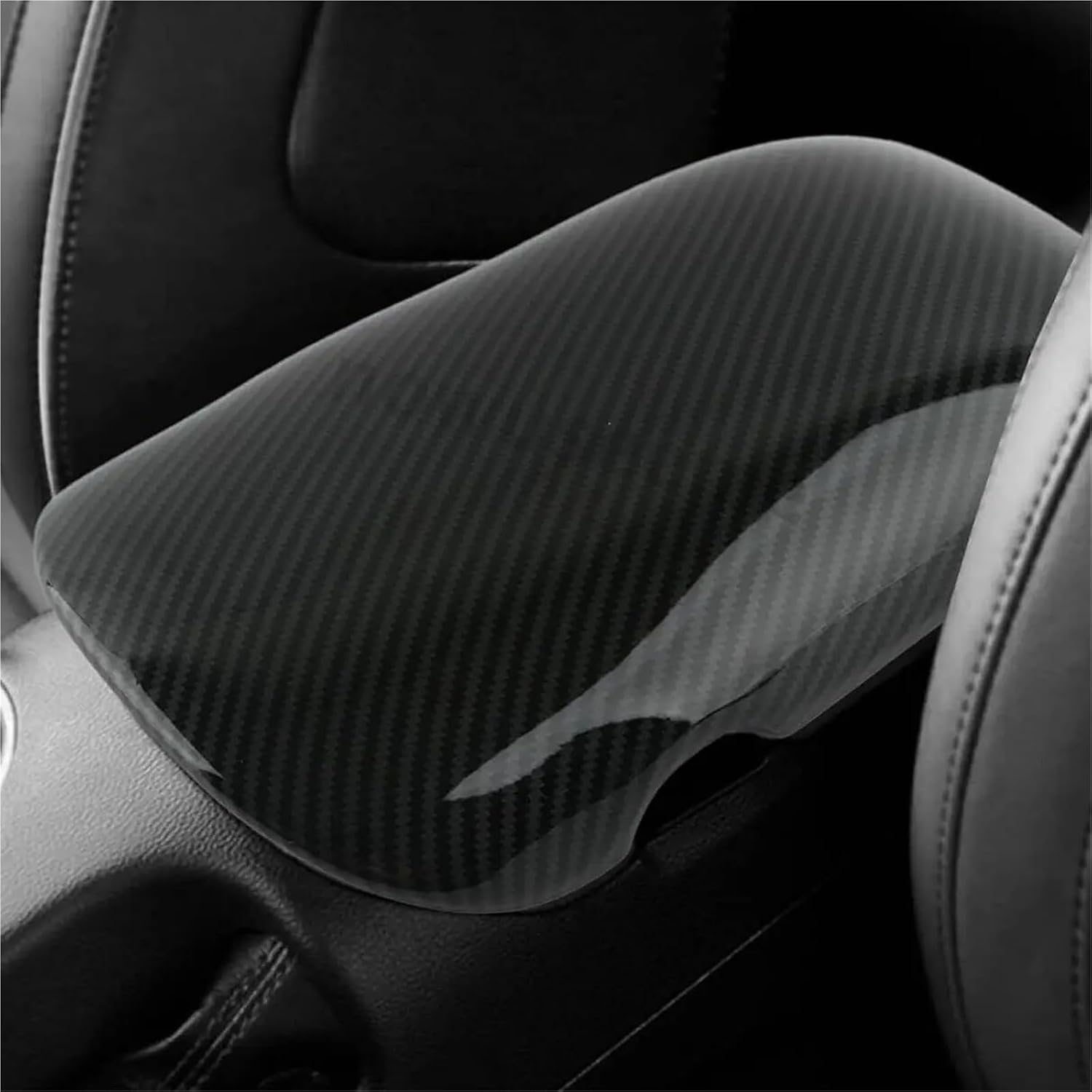 Car Seat Accessories ABS Center Console Armrest Lid Box Carbon Fiber Cover for Ford Mustang 2015-2024 Car Latch