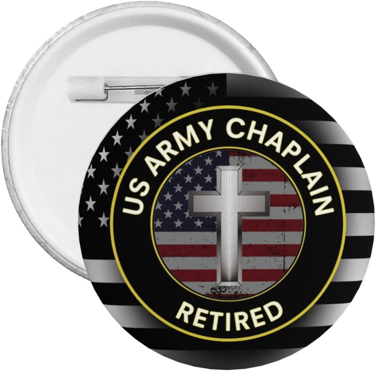 Us Army Retired Christian Chaplain Corps Personalized Buttons Badges 2.3 Inch Round Badge Brooch Pins Fashion Decor