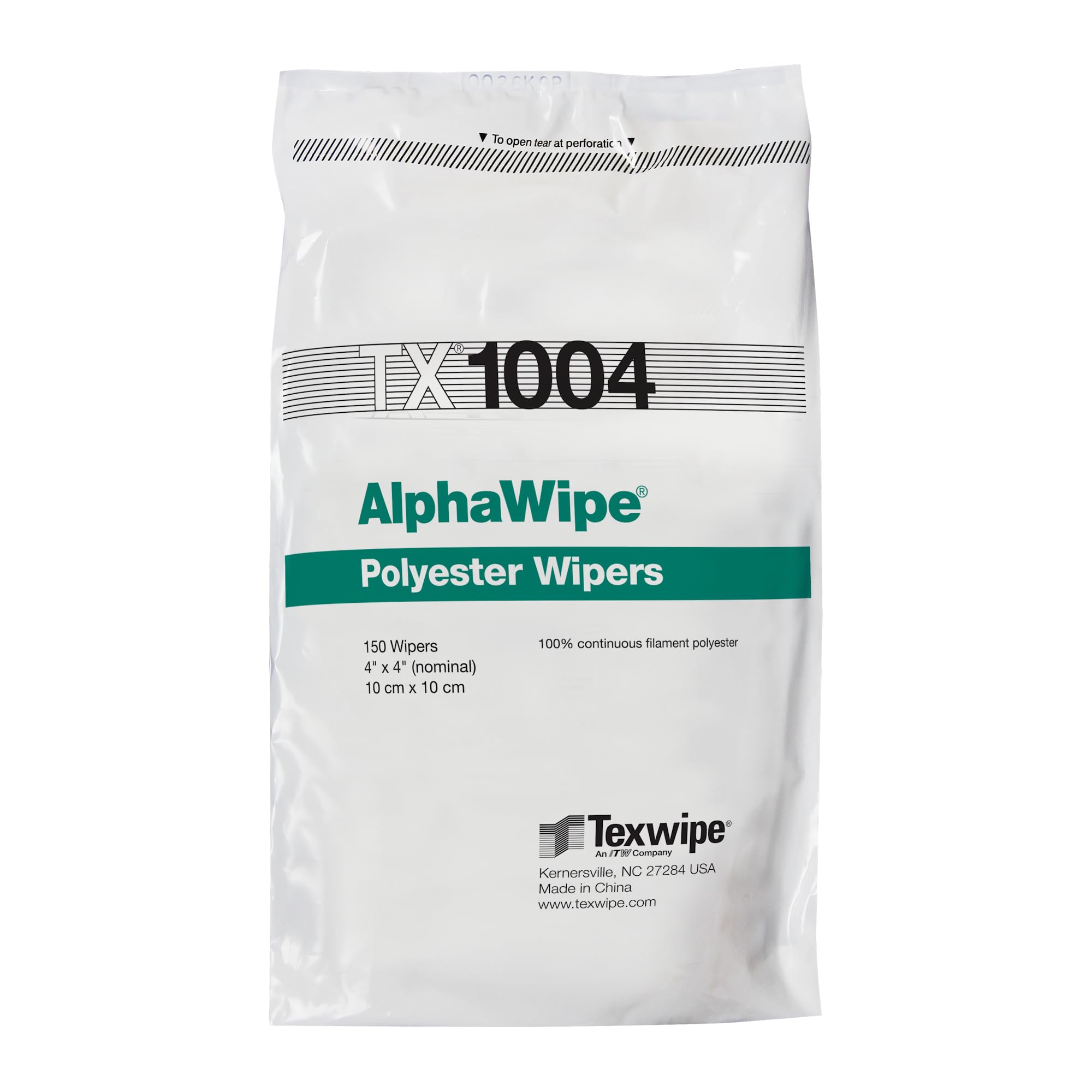 Texwipe TX1004 AlphaWipe 4" x 4" Polyester Cleanroom Wiper (Pack of 300)