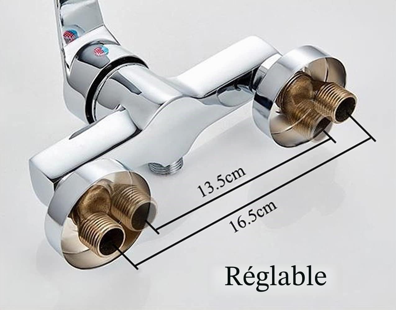 Robinet mitigeur de douche mural en laiton pour salle de bain eau froide et chaude à levier unique, chromé
