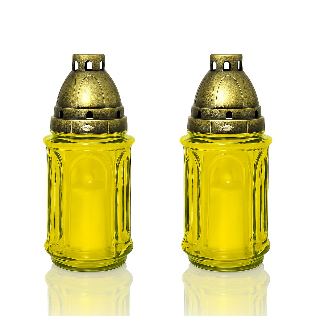 Polish Grave Candle – Traditional Memorial Light – Znicz Poland - KMI - Mix (2, Yellow)