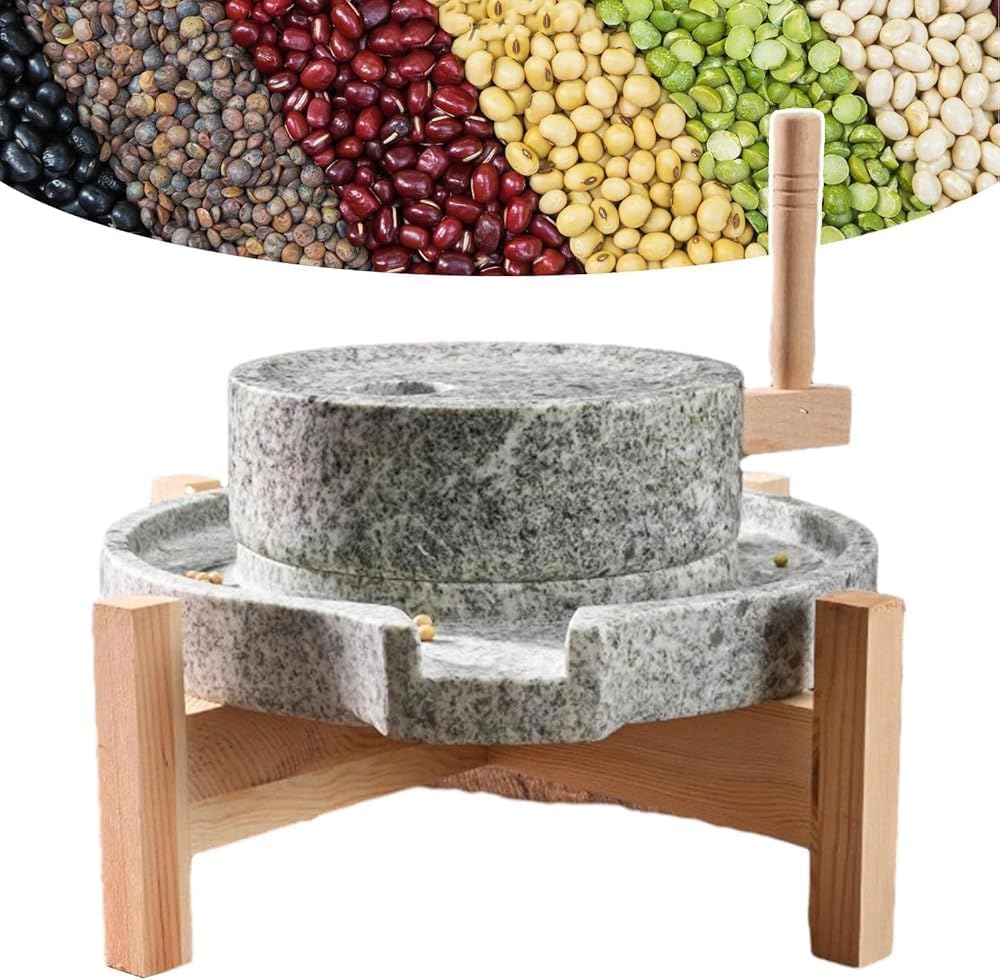 Molinillo de Piedra Manual para Granos de Cocina doméstica - Molino de Piedra Azul para Cereales húmedos y Secos, para Alimentos, Trigo, Bayas, arroz, Frijoles, Semillas, Especias