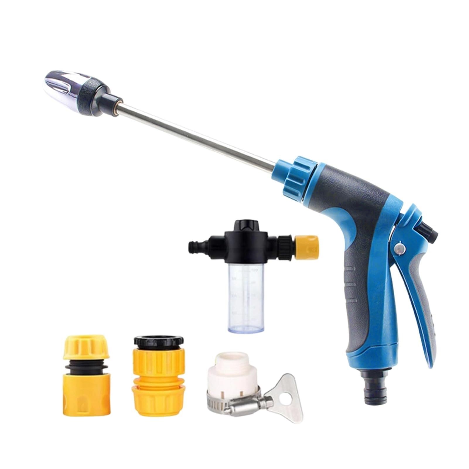 Lkvent Blue Multi Function Pressure Washer Heavy Duty Garden Hose Nozzle With 360° Rotating Nozzle, For Patio Cleaning(,E)
