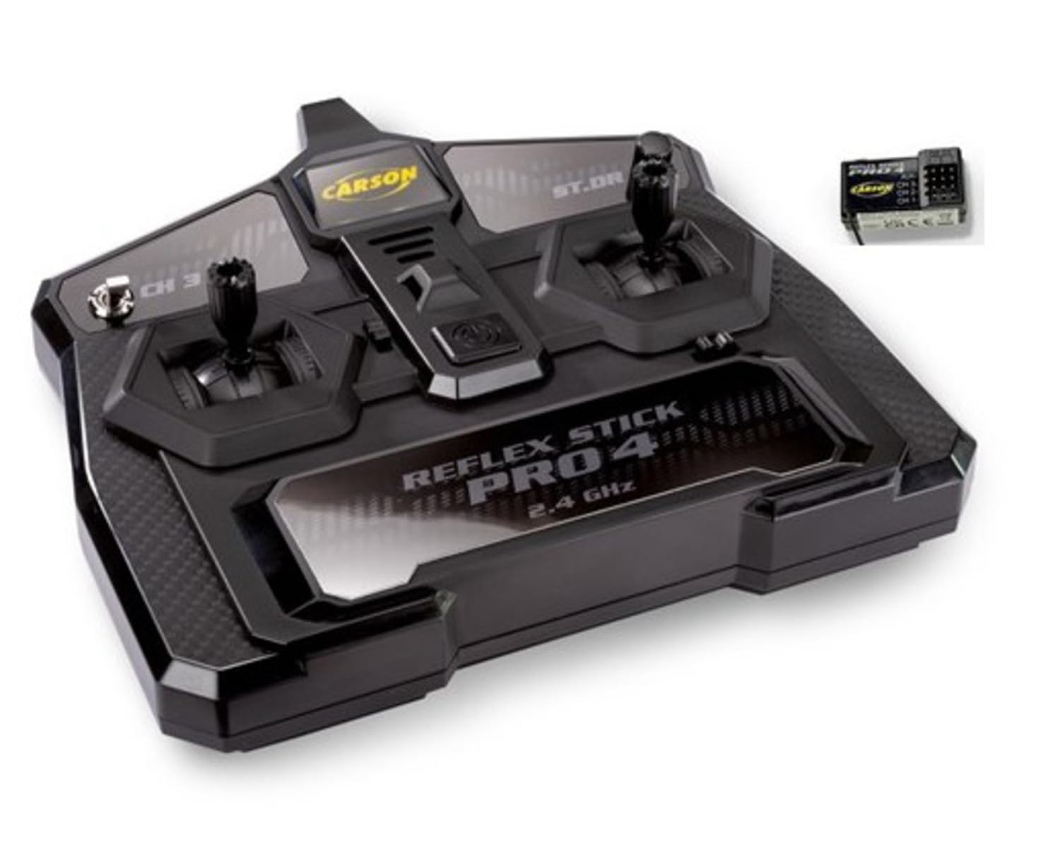 Carson FS 3K Reflex Stick Pro 4 - Telecomando RC, sistema a 3 canali da 2,4 GHz, controllo completamente proporzionale, Dual Rate, Failsafe, nero