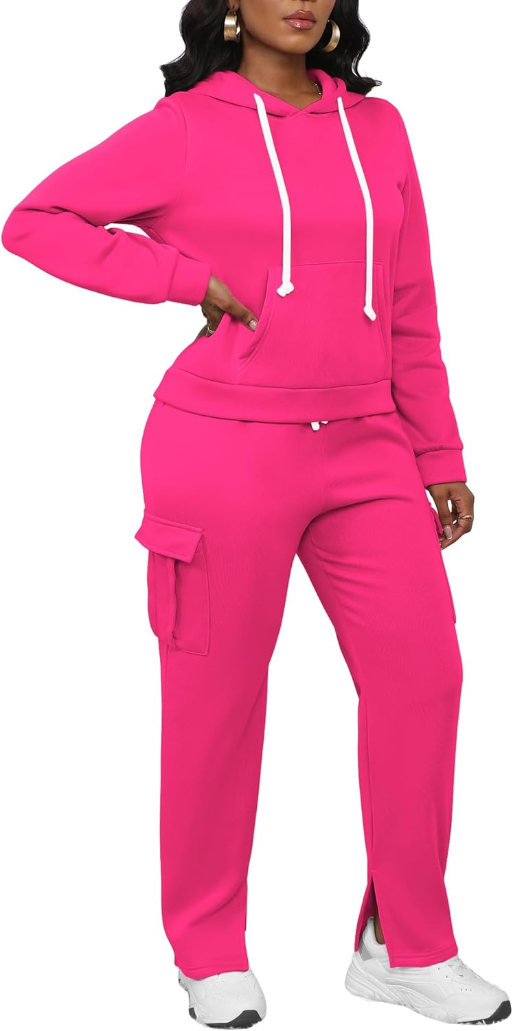LovelyWholesale Womens Sweatsuits 2 Piece Set Hoodies and Cargo Sweatpants Sets - Image 4