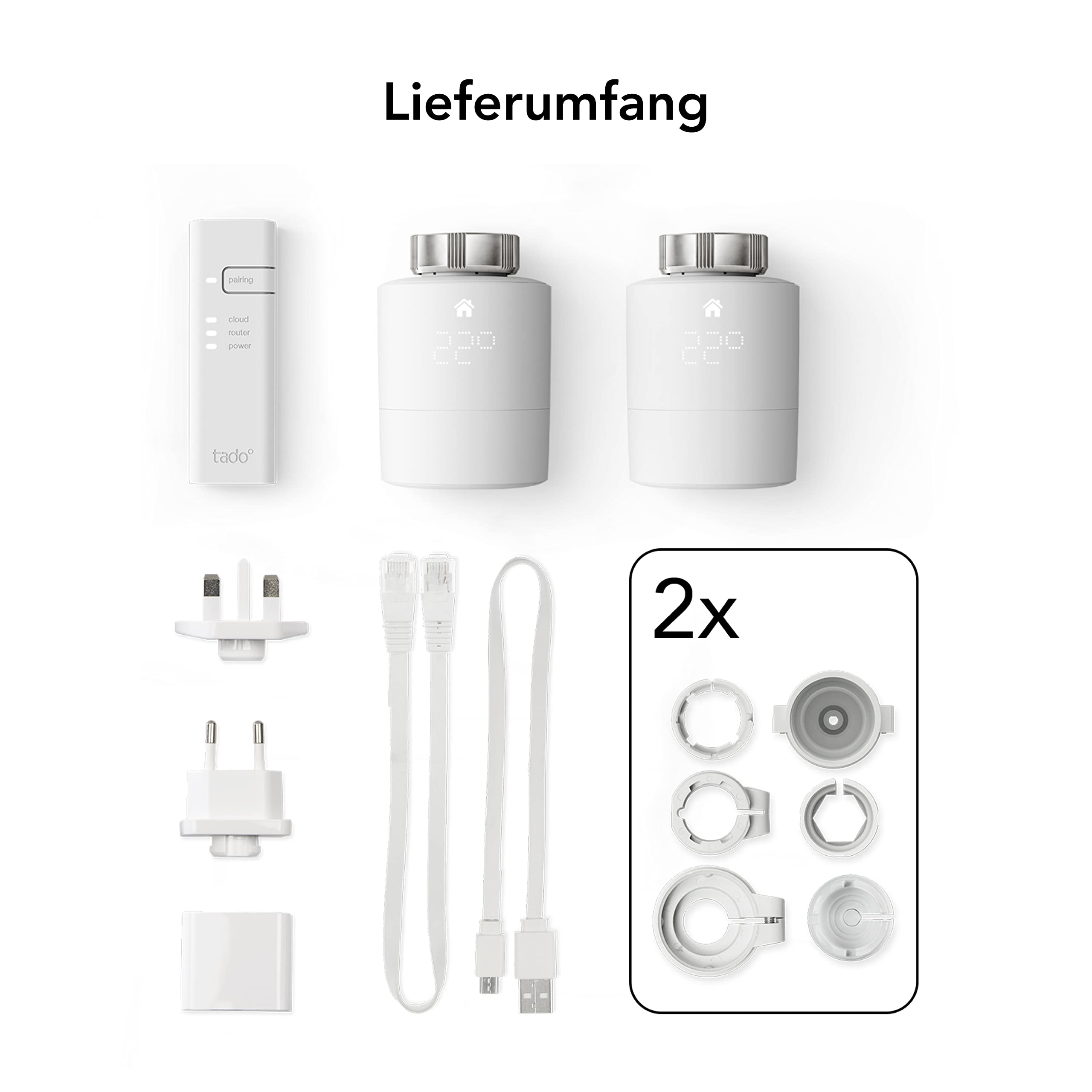 tado° smartes Heizkörperthermostat – Wifi Starter Kit V3+, inkl. 2 x Thermostat für Heizung – digitale Heizungssteuerung per App – einfache Installation – kompatibel mit Alexa, Siri & Google Assistant