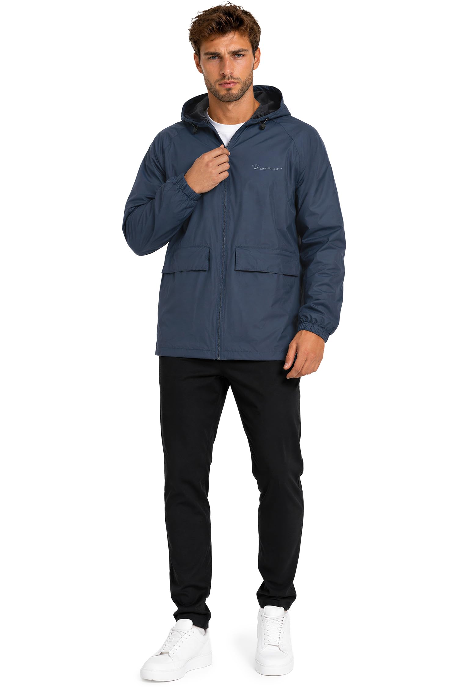 Reichstadt Chaqueta Impermeable Hombre Cortaviento Capucha Ligera Plegable | 100% impermeable, tejido transpirable, ligera, bolsa incluida, exterior, ciclismo, viajes, deporte, paseo y uso diario