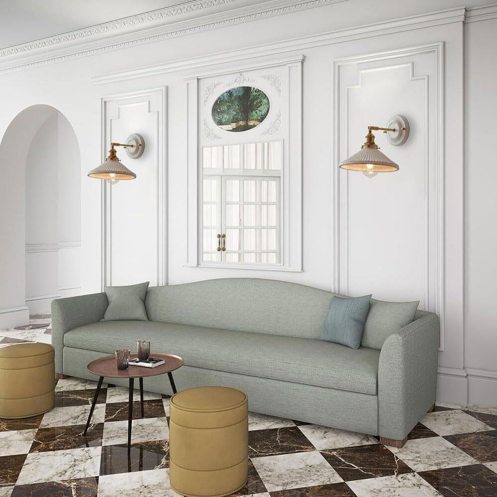Generico LAUMZX Applique da parete in ceramica plissettata, lampada ad angolo regolabile nordico, industriale moderna for camera letto, comodino, soggiorno