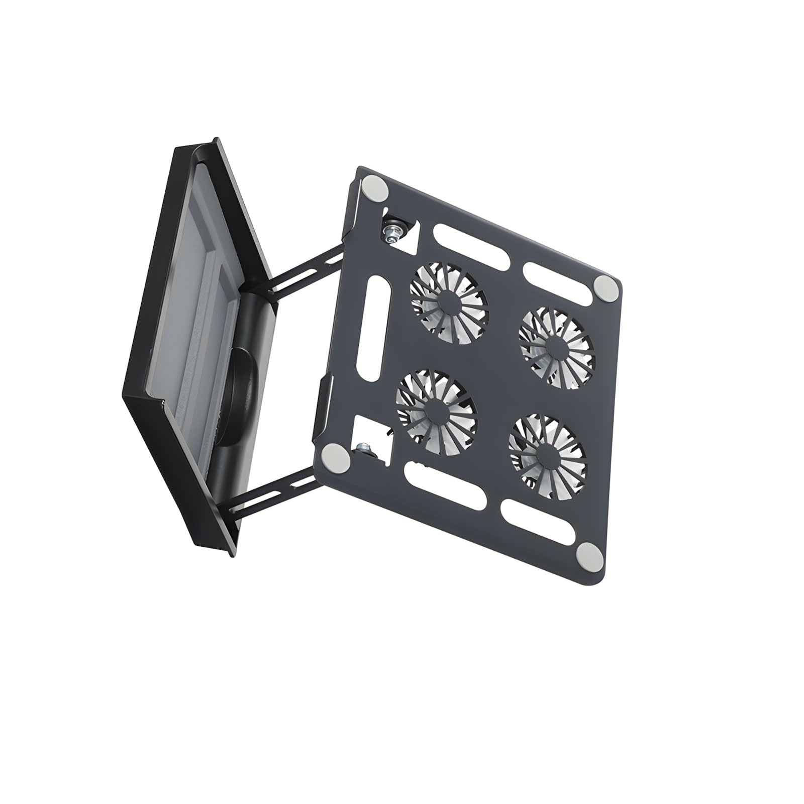 Soporte ergonómico para portátil con tecnología de refrigeración eficiente y fijación, viene con caja de almacenamiento compacta para portátil con ventilador