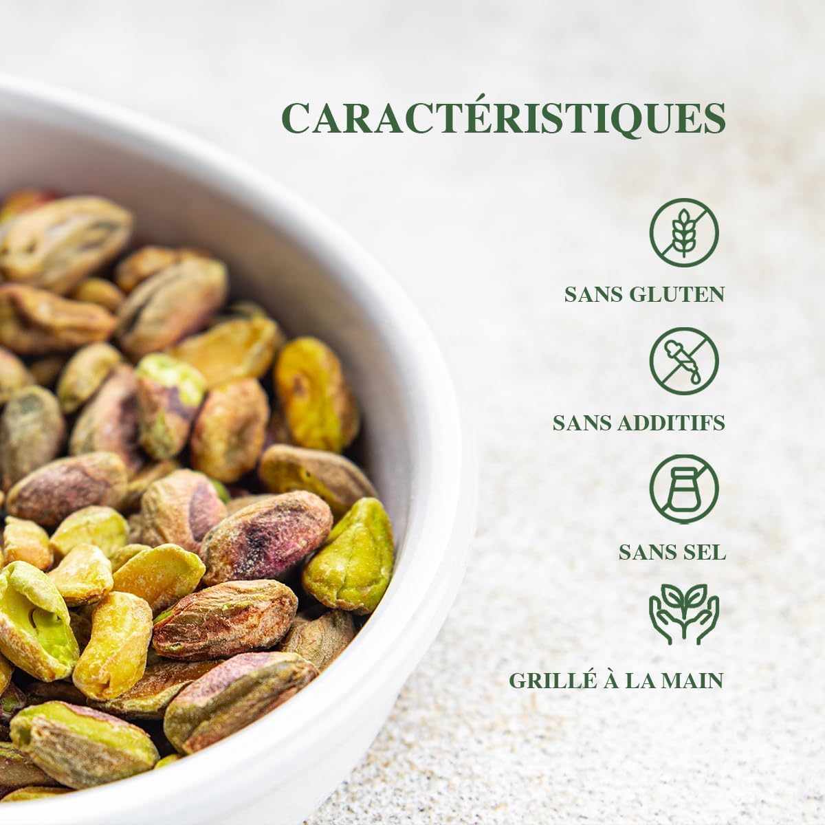 PISTAMED - Pistachos Pelados Tostados Artesanalmente sin Sal - Alto Contenido en Fibra - Apto Veganos y Sin Gluten - Bolsa 500 g con Cierre Zip - Origen España - Para Repostería y Hostelería