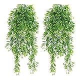 🌱 【Material premium】 La planta colgante artificial está hecha de plástico de alta calidad. Son seguros, no tóxicos y no se marchitan, lo que garantiza un largo vida útil.