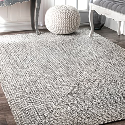 nuLOOM Lefebvre Braided Indoor/Outdoor Area Rug, 4' x 6', Light Grey