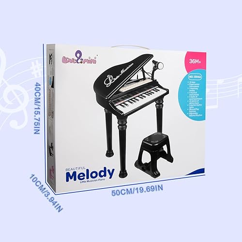 Vista 18 de Love & Mini - Piano/teclado de juguete para niños de 3 a 5 años como regalo de cumpleaños, con 24 teclas, color rosa; instrumento musical de juguete
