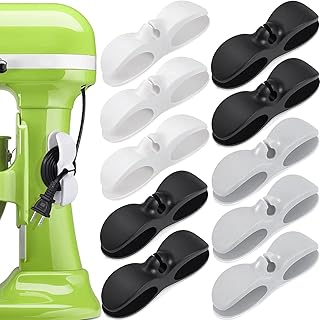 Homava 10PCS Cord Organizer for Appliances, Kitchen Appliance Cord Winder, Newest Designed Cord Holder,Cable Winder,Cord Wrapper Stick Firmly for Coffee Maker Pressure Cooker (Black,Grey)