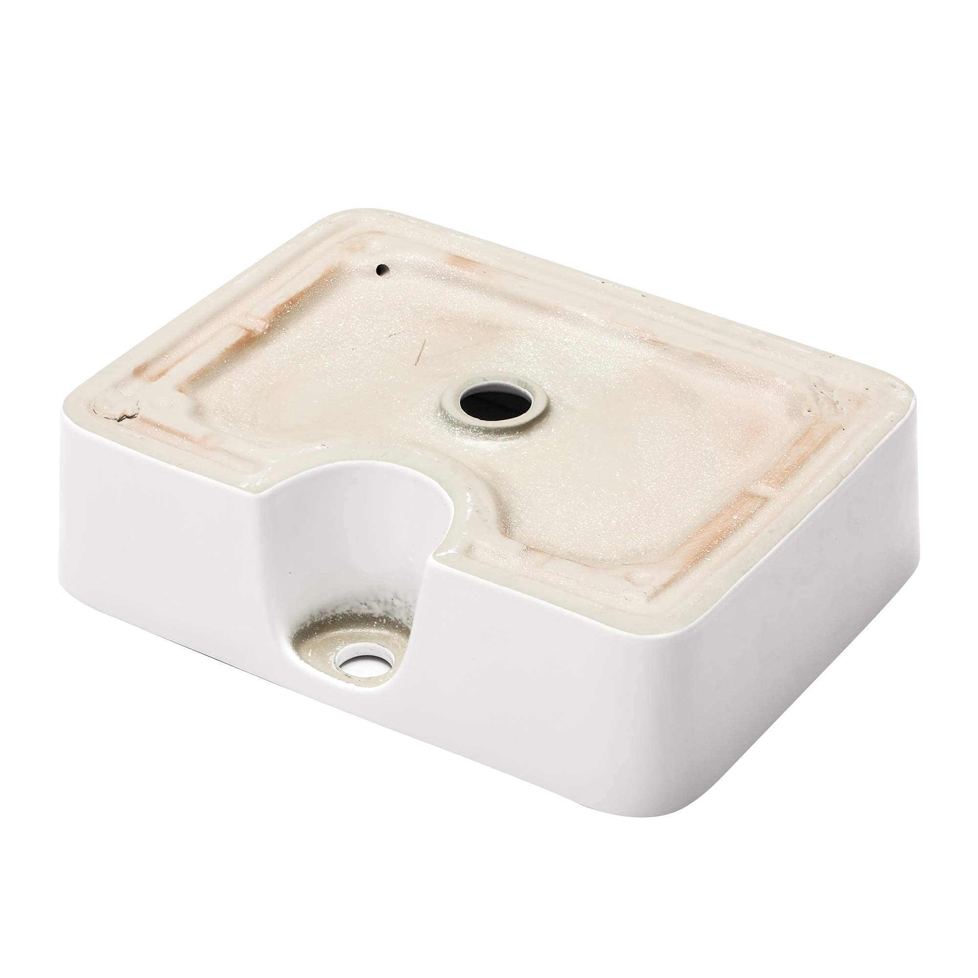 Dcolora Kessel Spüle rechteckig 48,3 x 38,1 cm Weiß Gefäß Spüle mit Wasserhahnloch Keramik Porzellan Rechteck Badezimmer Gefäß Waschbecken oberhalb Theke Waschbecken Waschbecken