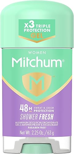 Mitchum Gel antitranspirante y desodorante de triple protección contra olores para mujer, ducha fresca, protección 48 horas, 2.25 onzas