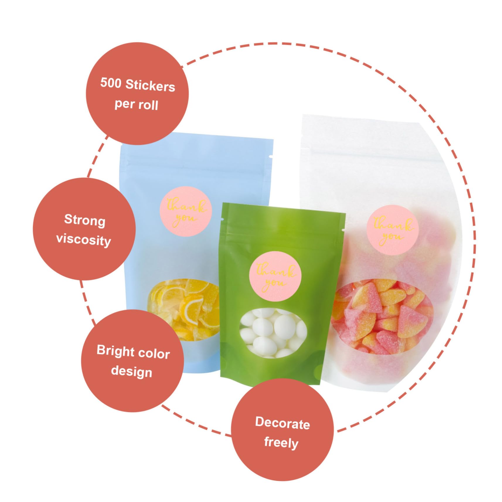 5 Set Carta Adesiva Adesivi Estetici Adesivi D'oro Etichetta Etichette Libri e Per Libri Grazie Piccola Piccoli Di Ringraziamento Rosa 3 * 5