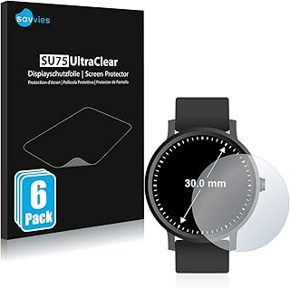 savvies 6-Pezzi Pellicola Protettiva Compatibile con Orologi (Circolare, Diametro: 30 mm) Protezione Schermo Trasparente