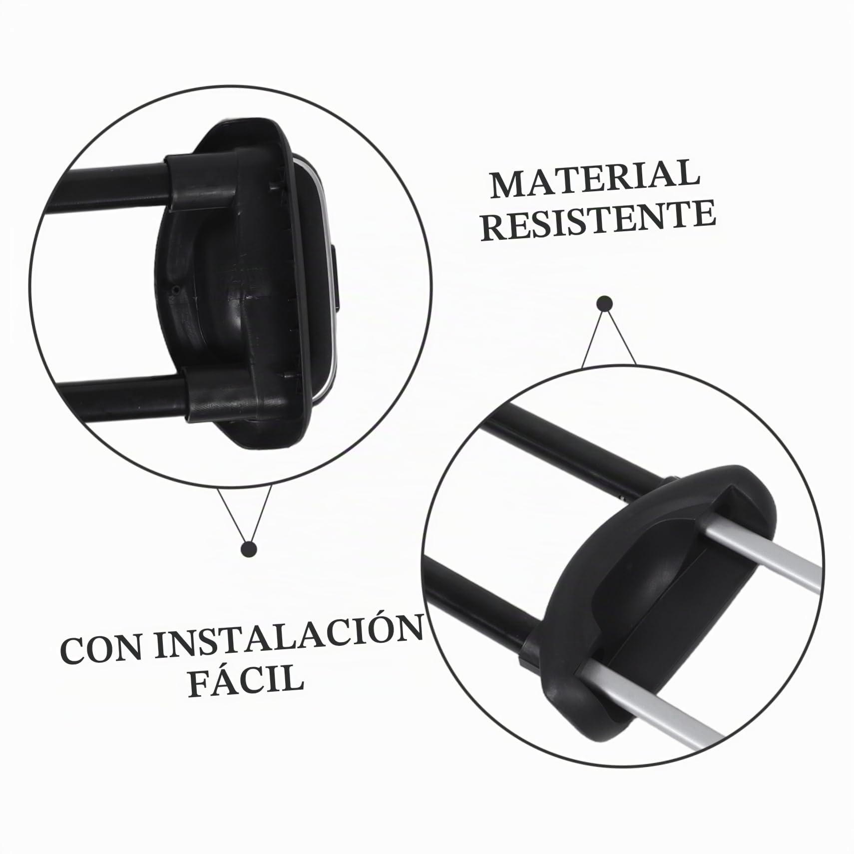 SHINEOFI Repuesto para Asa de Equipaje de Maleta de 20 Pulgadas 3 Secciones, Aluminio y Hierro, Fácil Instalación para Maletas y Maleteros Negros