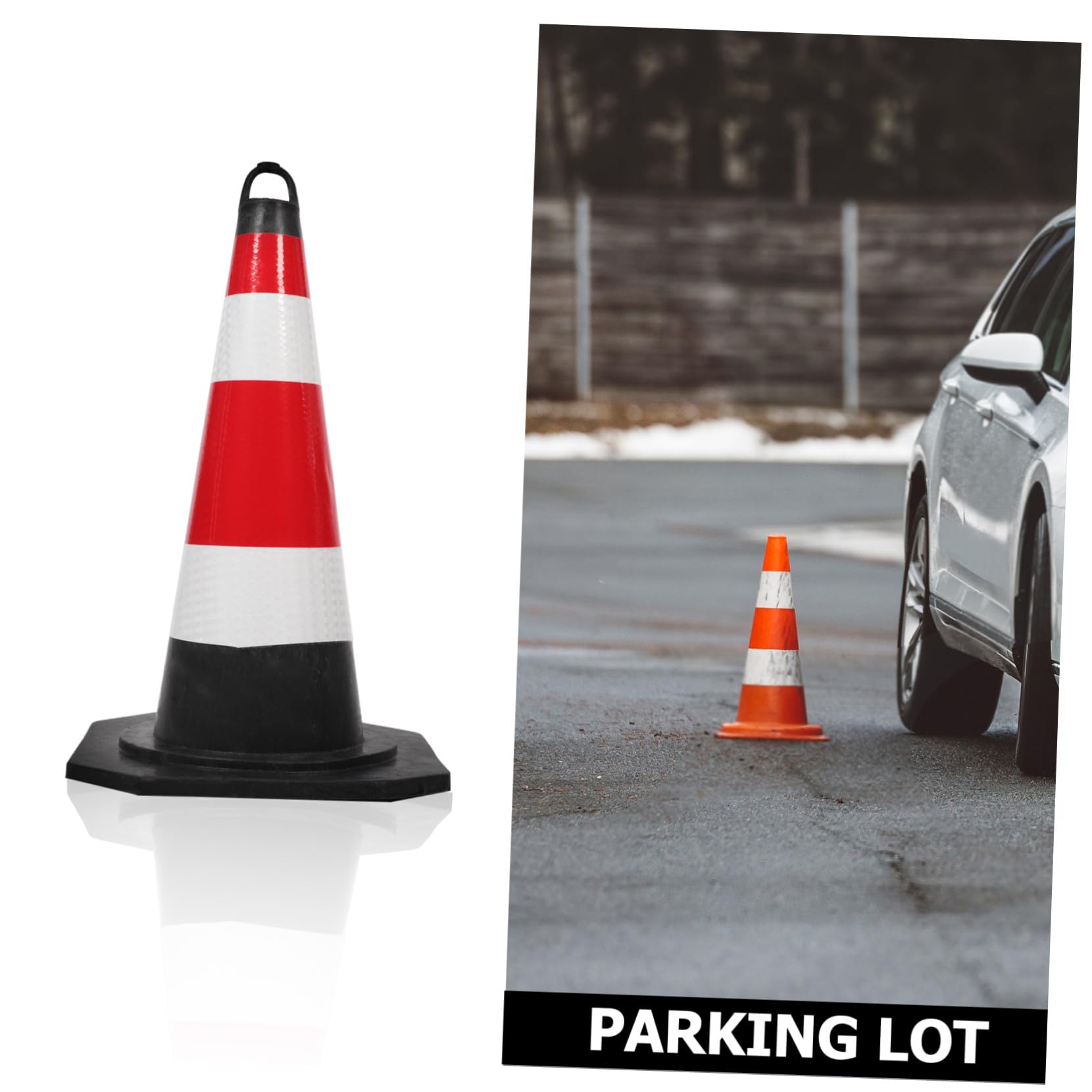 Zerodeko Cône de Sécurité en Plastique 45 Cm Résistant aux Intempéries pour Chantier et Parking, Facile à Utiliser Surface Réfléchissante pour Signalisation Extérieure