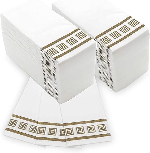 Miniatura 8 de Fete Toallas de mano decorativas, diseño plateado, 200 toallas desechables de lino para invitados  Cena formal, aniversario, servilletas de boda