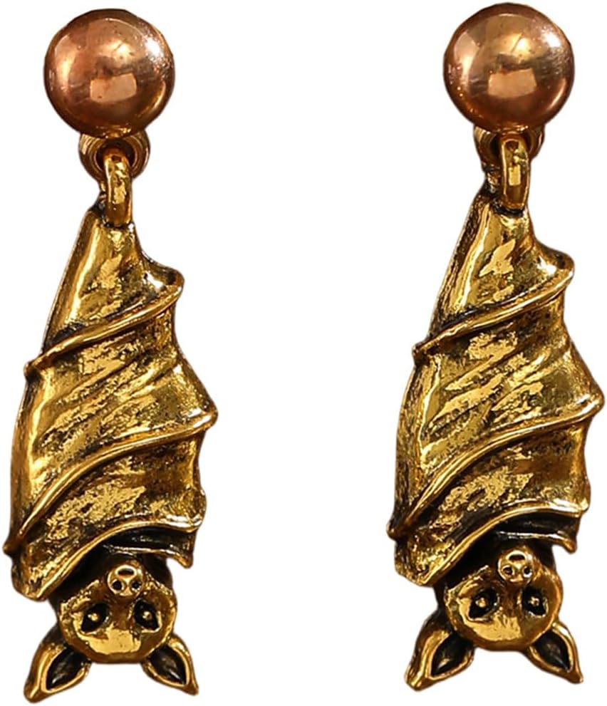 Gothic Bat Earrings for Women Vintage Vampire Bat Dangle Earrings Jewelry for Women Halloween Holiday Costume Accessories Interesting Animals Drop Earring Studs