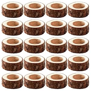 Lawei 20 Pack Wooden Tealight Candle Holder, Wood Votive Tealight Holder Tealight Candlestick for Wedding Party Birthday Holiday Decoration
