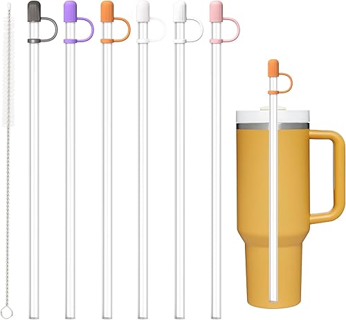Alwenid - 6 popotes de repuesto para Stanley 40, 30, 20, 14 onzas, puntas de silicona reutilizables con popotes transparentes, accesorios para