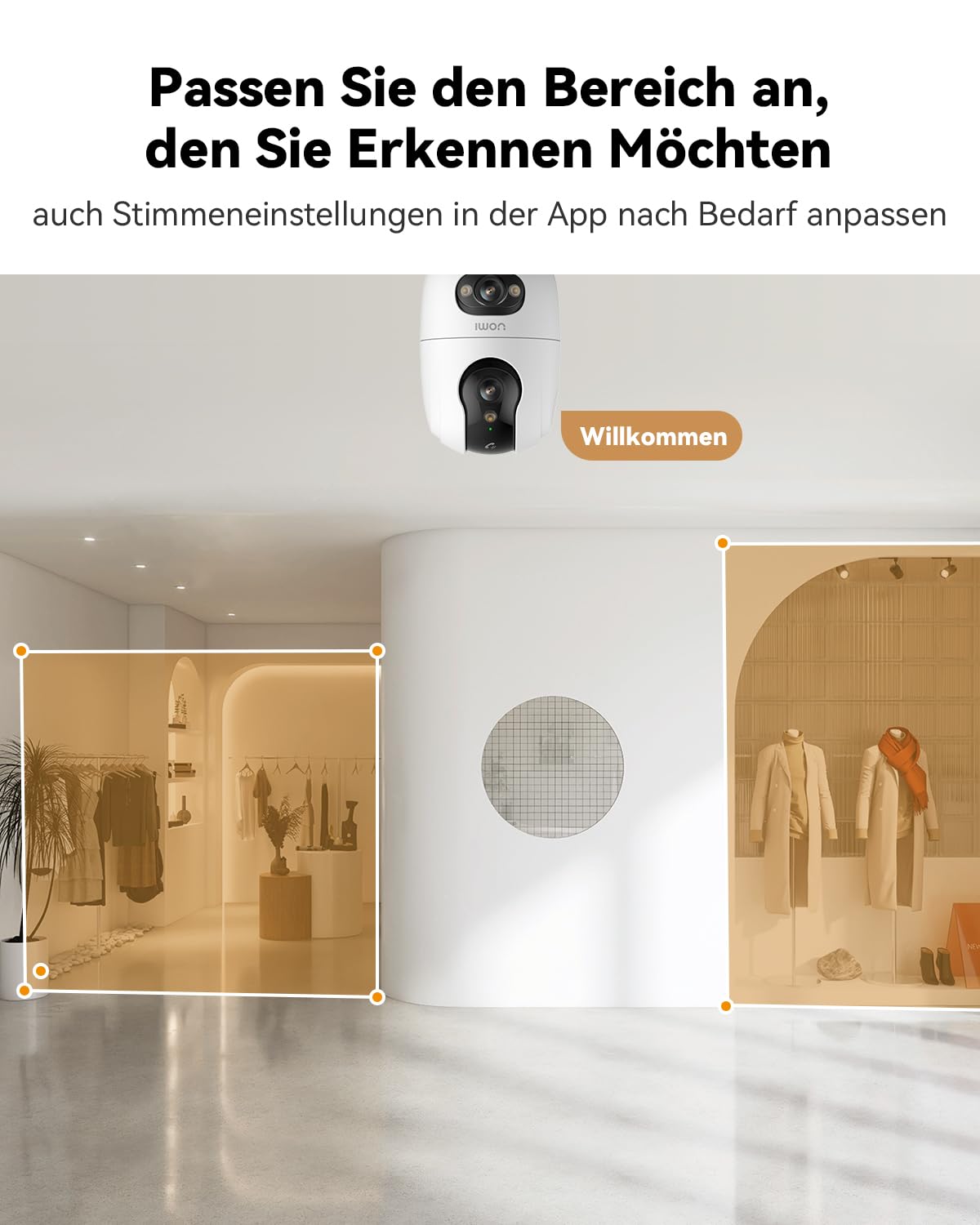 Imou 4MP Dual Kameras Überwachungskamera Innen mit Person/Haustiererkennung, 2.4GHz/5GHz WiFi, 360° PTZ WLAN Überwachungskamera Innen, Farbnachtsicht, Auto Tracking, 2-Wege-Audio,Sirene,One Touch Call