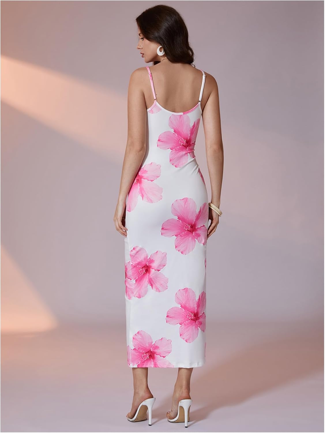 Milumia Women's Floral Cami Maxi Dress Summer Spaghetti Strap Slip Party Long Bodycon Fishtail Dress - Image 2