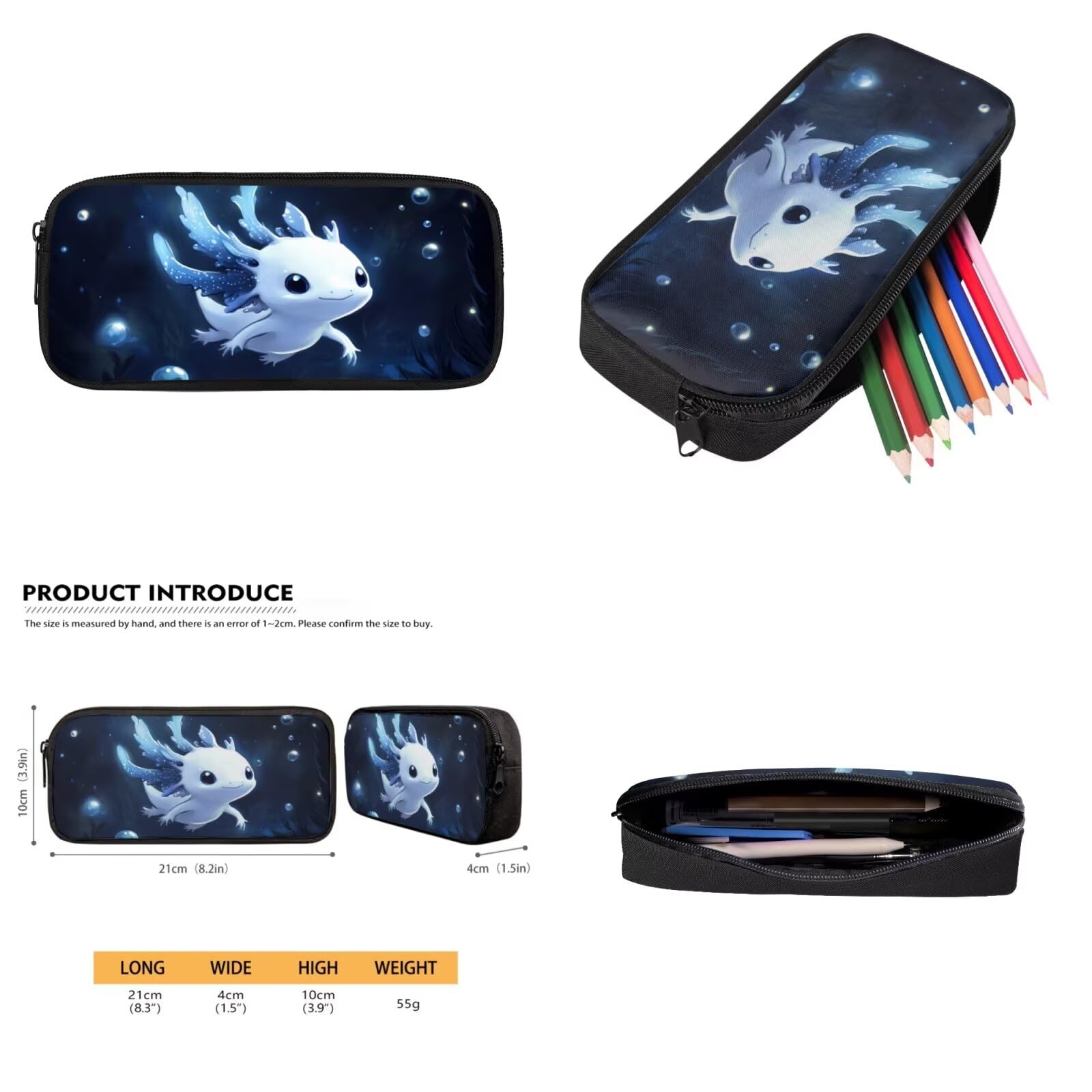 Zaino scolastico per ragazzi dai 4 agli 8 anni, leggero, con borsa per il pranzo, 4 pezzi, set di libri per bambini per la scuola, Piccolo Axolotl, M, Classico