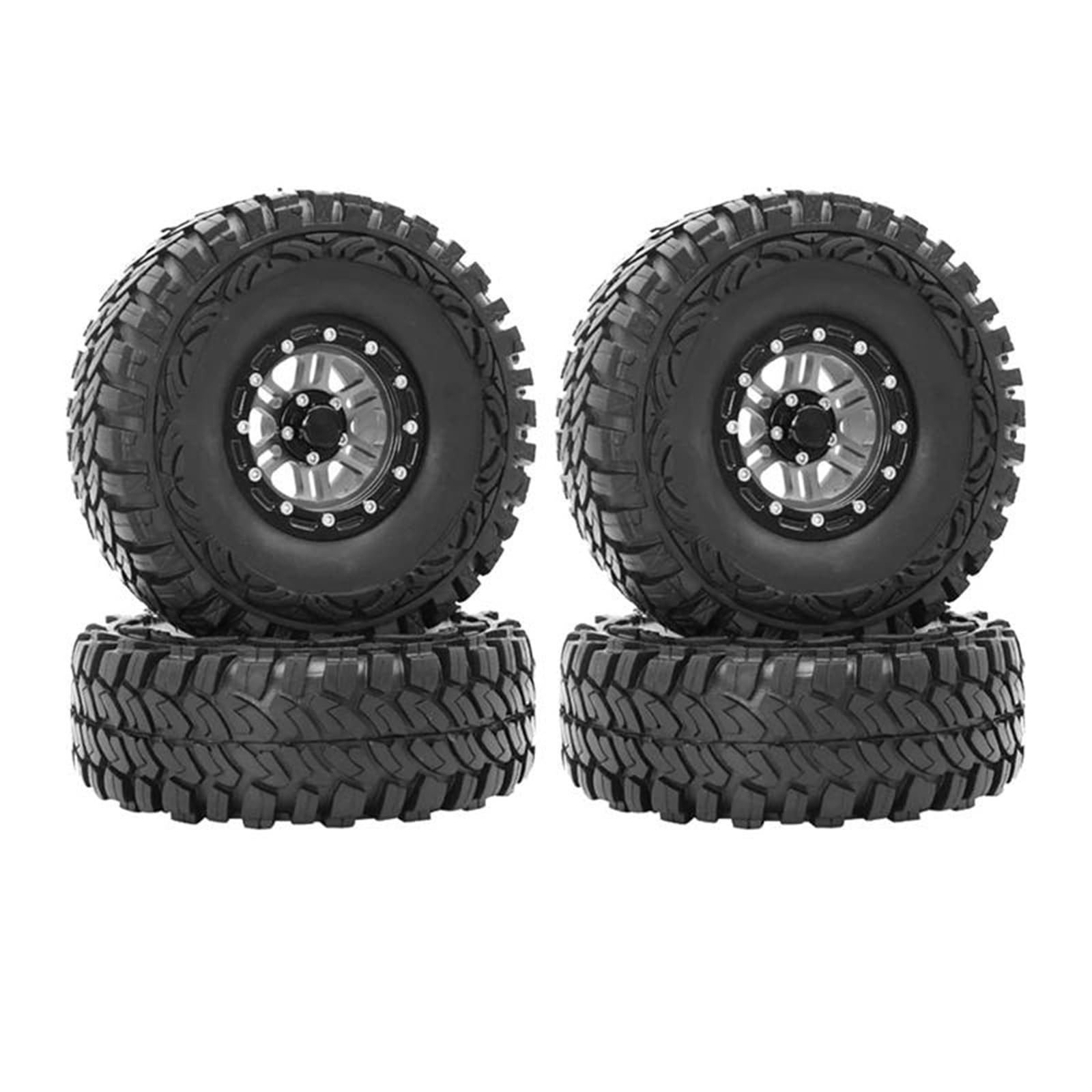 RC Car Pneumatico Ruota Compatibile con Axial per SCX10 90035 90022 90046 D90 D110 TF2 TRX-4 4 Pezzi Pneumatici per Cerchioni Beadlock in Metallo da 1,9 Pollici per 1/10 RC Rock Crawler