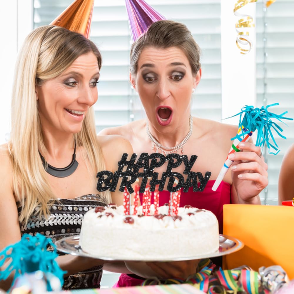 Happy Birthday Cake Topper – Rose Gold Glitter Bunting Decoration For Cakes & Desserts