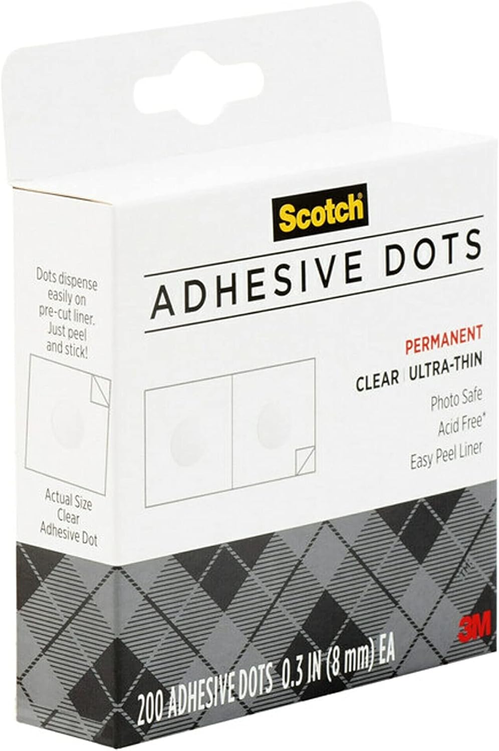 Scotch Adhesive Ultra Thin Dots, Clear, 200 Count, Great for Card Making and Scrapbooking (010-200UT-CFT)
