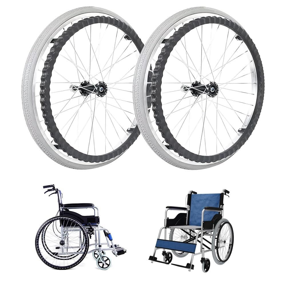 Conjunto De 2 Recambio De Ruedas Para Sillas De Ruedas 20 22 24 Pulgadas, Rueda Trasera De Silla De Ruedas Manual, Ruedas De Repuesto Antideslizante(Gray,22in/55cm)