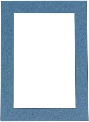 8x10 Mat Bevel Cut for 6x8 Photos - Acid Free Steel Blue Precut Matboard with Backing Board and Crystal Clear, Self Seal Photo Mat Bag - for Pictures, Photos, Framing - 4-ply Thickness