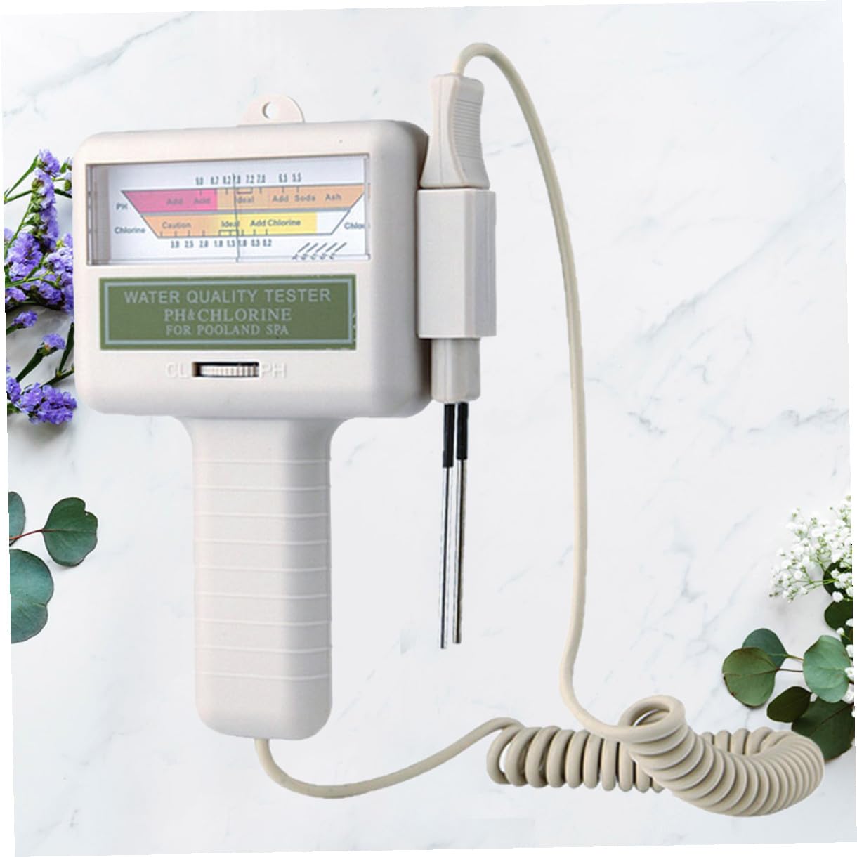 Outanaya Medidor de de Agua Portátil para Piscinas Tester Digital Ph y Cloro sin Batería Pantalla Grande para Resultados Rápidos y