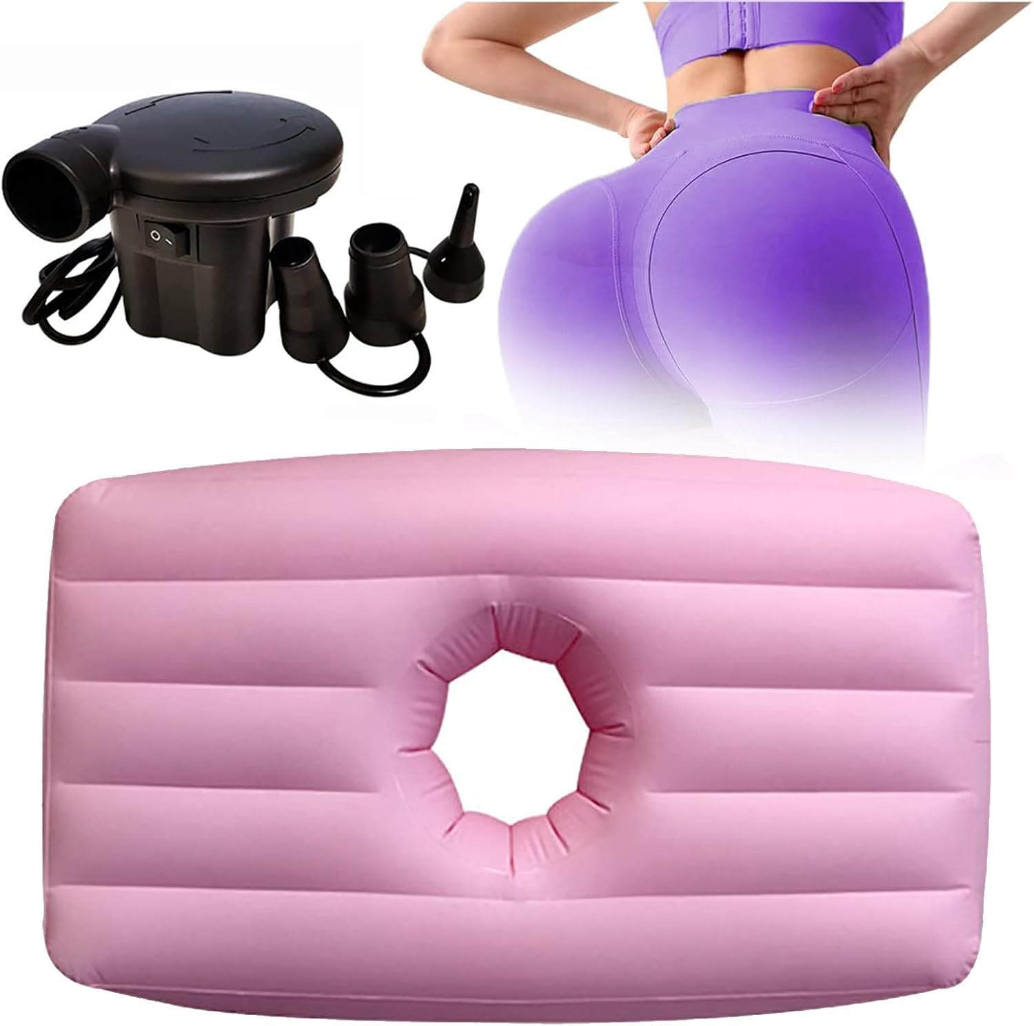 thicvalley Matelas Gonflable BBL après Chirurgie, Oreiller de lit BBL après Chirurgie pour Les Fesses, lit de récupération brésilien avec Trou pour Dormir après Une Chirurgie des Fesses