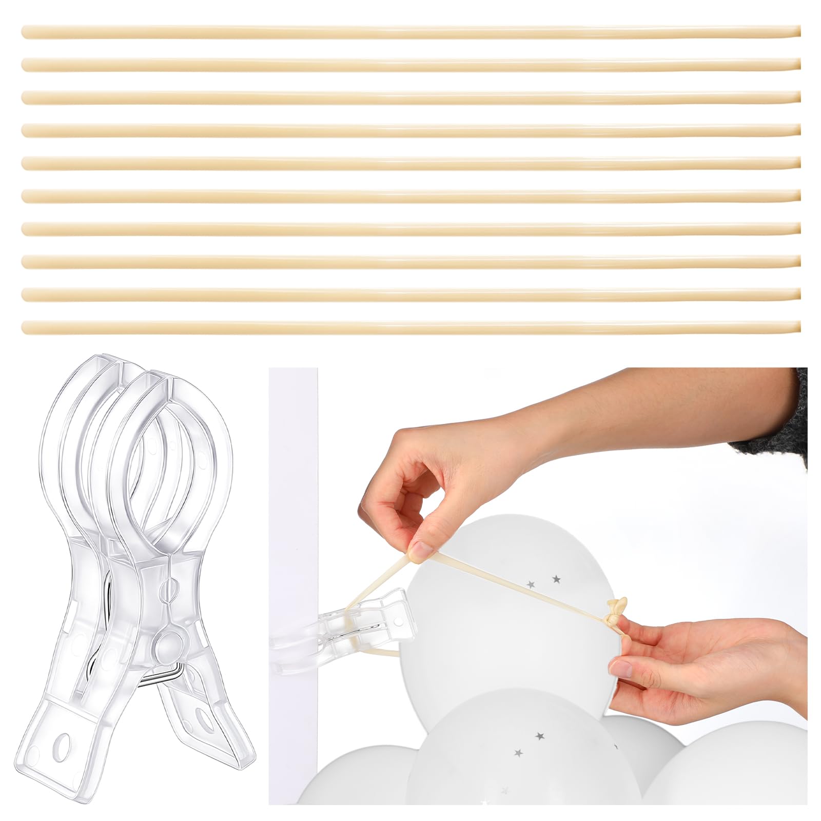 Amyhill 1 Pack 3.5 Inch Balloon Arch Clips 10 Pcs 260 Long Balloons Kit