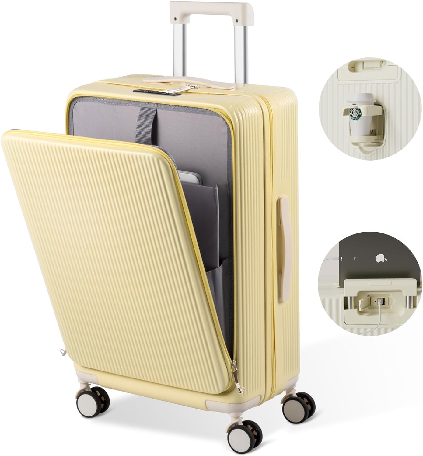 Amazon | [hidemasa] キャリーケース 前開き USBポート付き